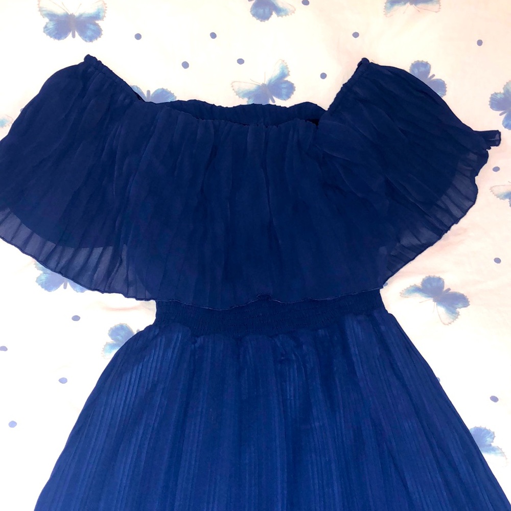 Blue flowy dress off shoulder. Ricarica brand (boutique) NWT